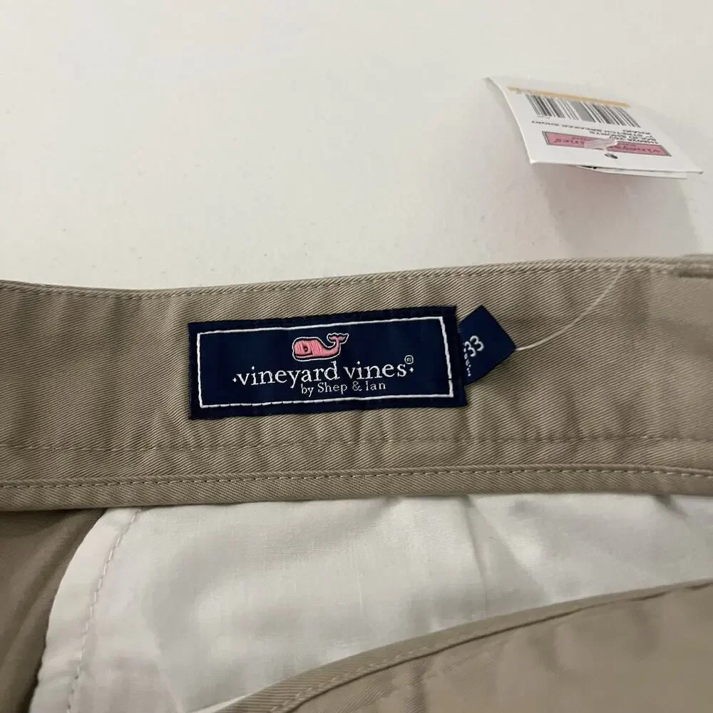 NWT Vineyard Vines Mens 33 Tan Chino Breaker Shorts Classic Fit Coastal Prep